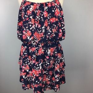 New ARIAT Blue Floral Tiered Ruffle Dress Size XXL